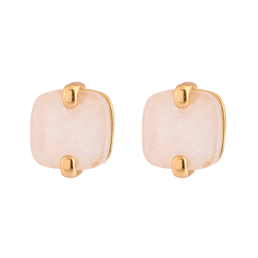 Brinco Quadrado Pedra Natural Dourado