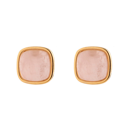 Brinco Quadrado Pedra Natural Dourado