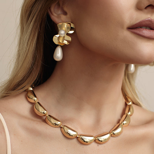 Colar Maxi Gomos Lisos Dourado Nat Mosca