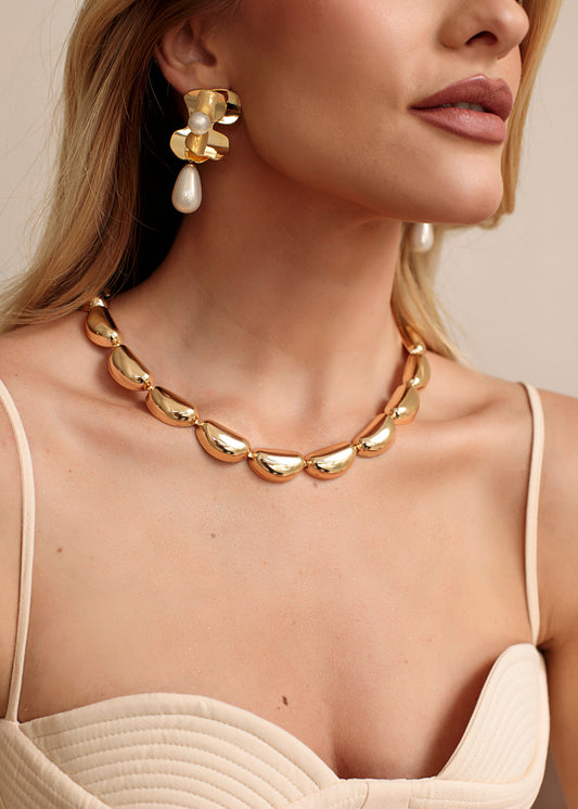 Colar Maxi Gomos Lisos Dourado Nat Mosca