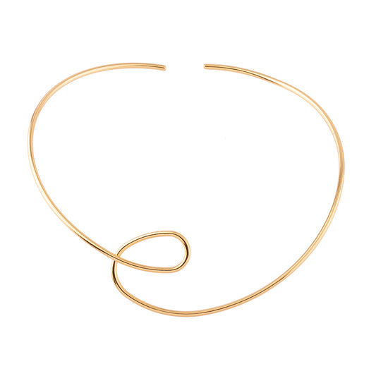Colar Aro Enrolado Liso Orgânico Dourado