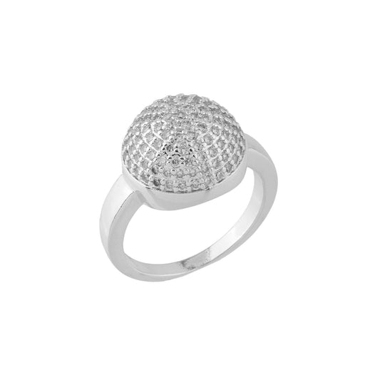 Anel Esfera Cravejada Cristal Prateado