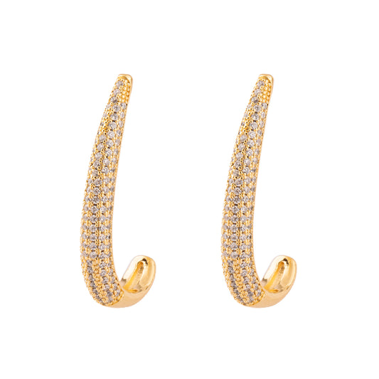 Brinco Argola Fina Cravejada Dourado