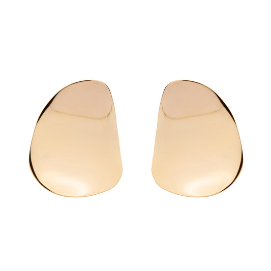 Brinco Oval Orgânico Placa Lisa Dourado