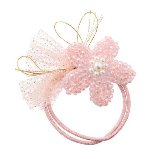 Amarrador de Cabelo Flor Bordada Cristais