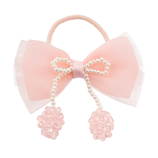 Amarrador de Cabelo Laço Organza com Cristais e Pérolas