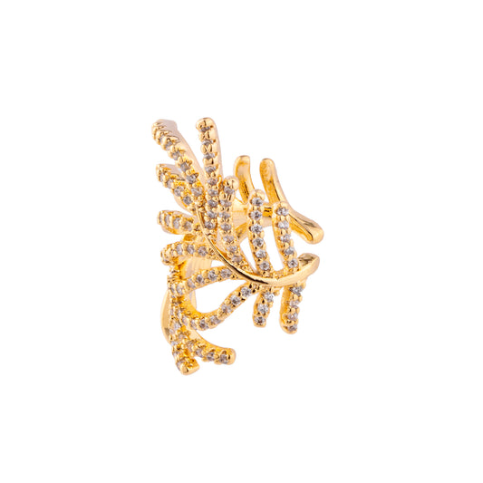 Piercing Folhas Cravejadas Dourado/Prateado