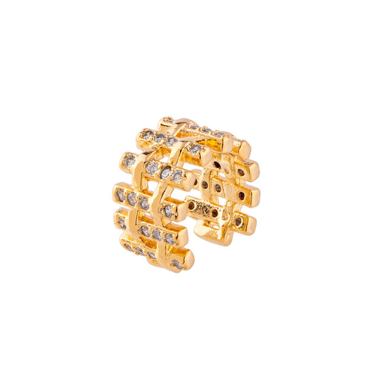 Piercing Entrelaçado Cravejado Dourado