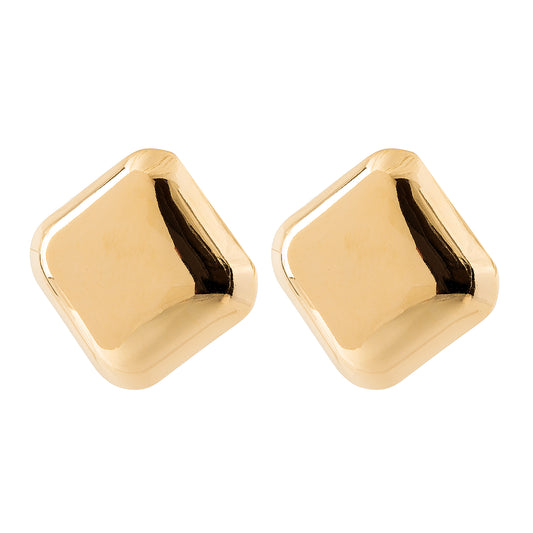 Brinco Maxi Quadrado Liso Dourado