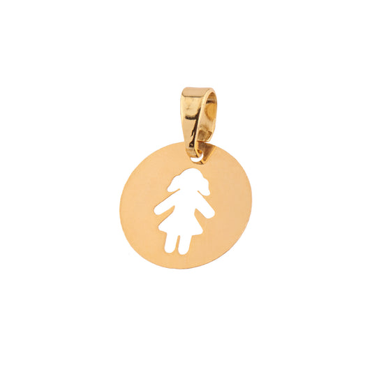 Pingente Medalha Lisa Menina/Menina Dourado