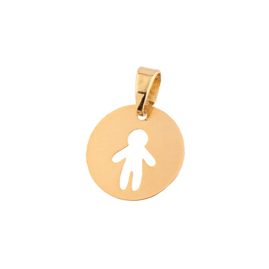 Pingente Medalha Lisa Menina/Menina Dourado