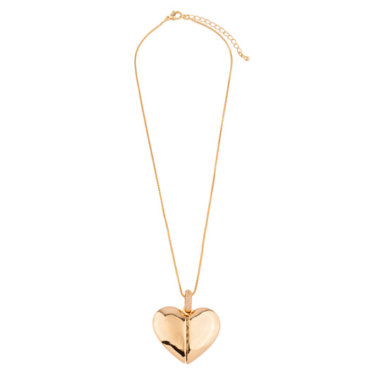 Colar Pingente Coração Metades com Frase Dourado