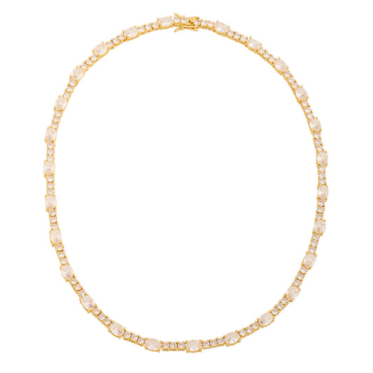 Colar Riviera Ovais Maiores Cristal/Rose Dourado