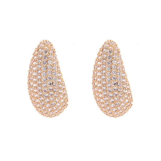 Brinco Gota Cravejada Dourado/Prateado