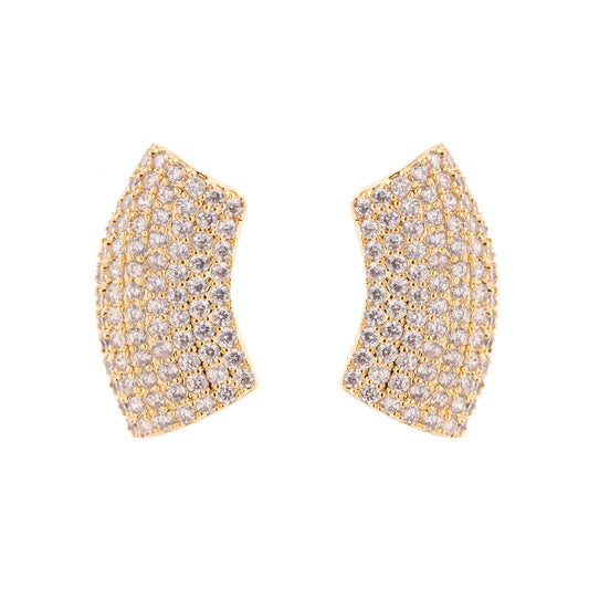 Brinco Ear cuff Inteiro Cravejado Dourado
