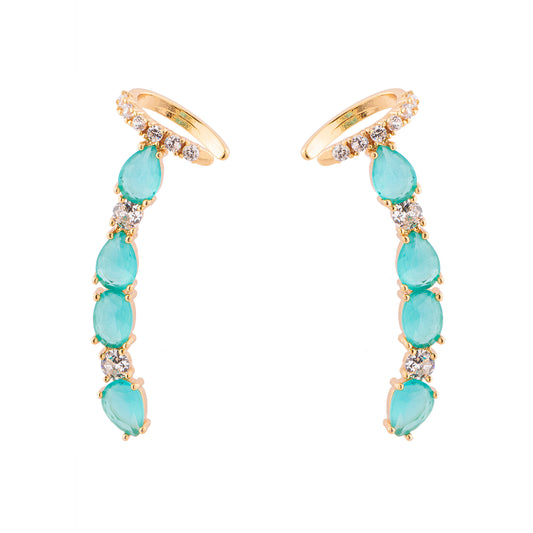 Brinco Ear Cuff Ovais Turmalina Dourado