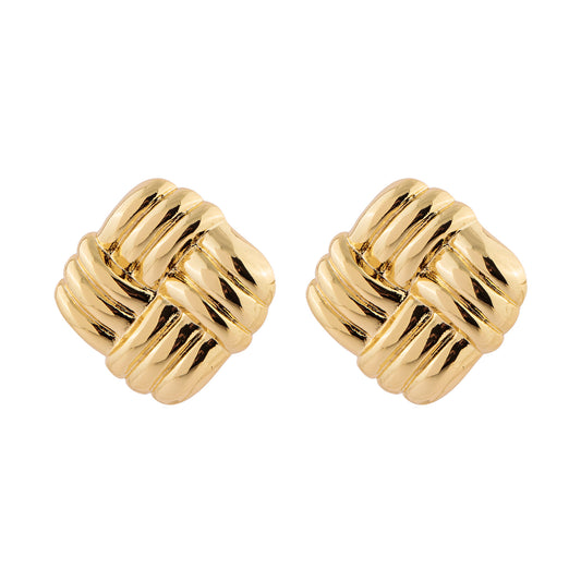Brinco Formato Entrelaçado Quadrado Dourado
