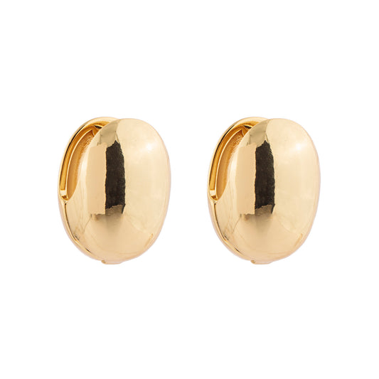 Brinco Argola de Clique Lisa Oval Dourado