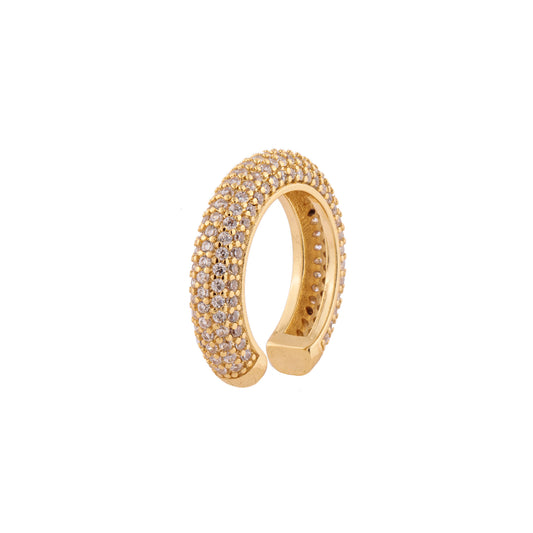 Piercing Tubo Fino Cravejado Dourado