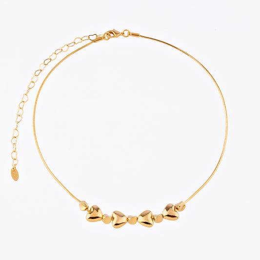 Colar Infantil Corações Lisos Dourado