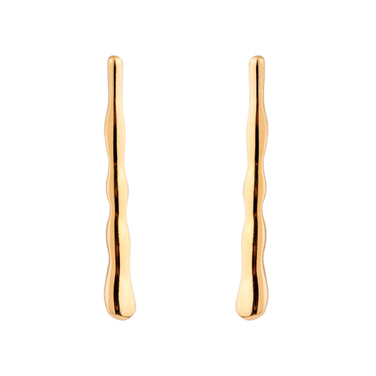 Brinco Palito Orgânico Amassado Dourado