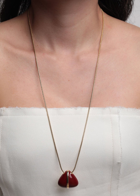 Colar Longo Resina com Friso Dourado