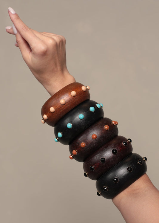 Bracelete Madeira com Pedras