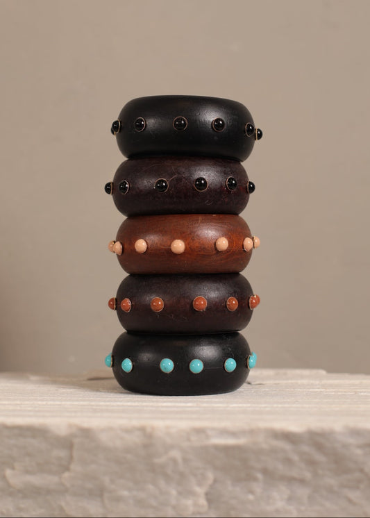 Bracelete Madeira com Pedras