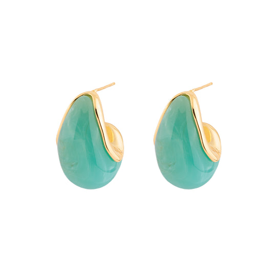 Brinco Gota Verde Dourado