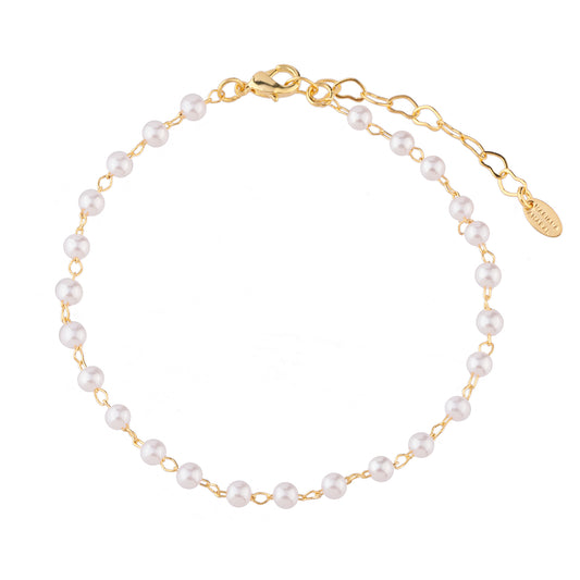 Tornozeleira Corrente Pérolas Dourado