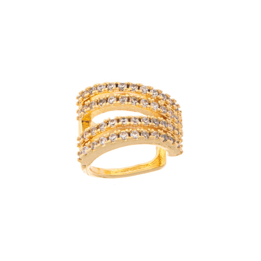 Piercing Linhas Cravejadas Zircônia Cristal Dourado