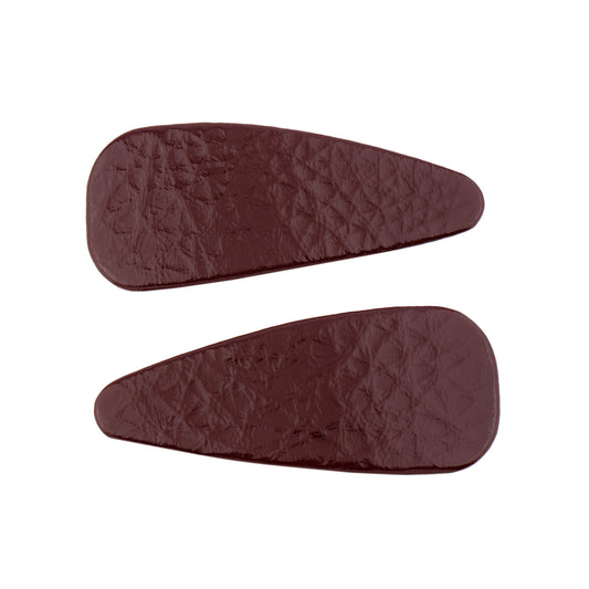 Dupla de Grampos para Cabelo Tic Tac Couro Verniz Preto/Vermelho