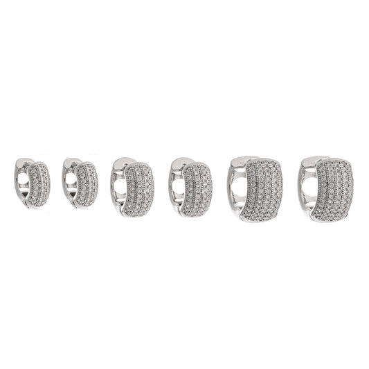 Brinco Trio Argolas Grossas Cravejadas Prateado