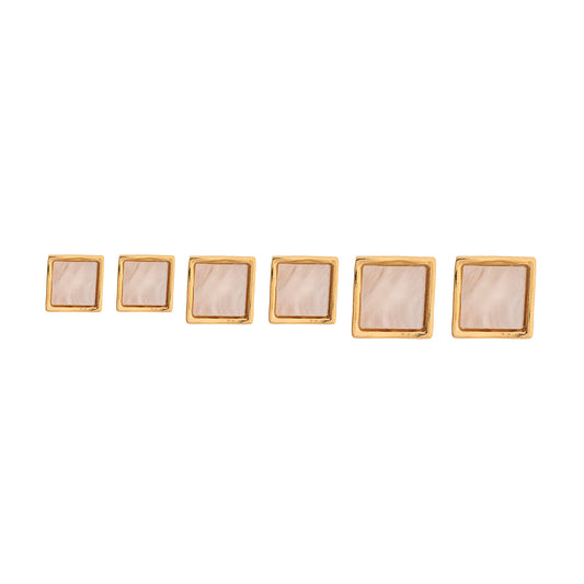 Brinco Trio Quadrados Madrepérola Dourado