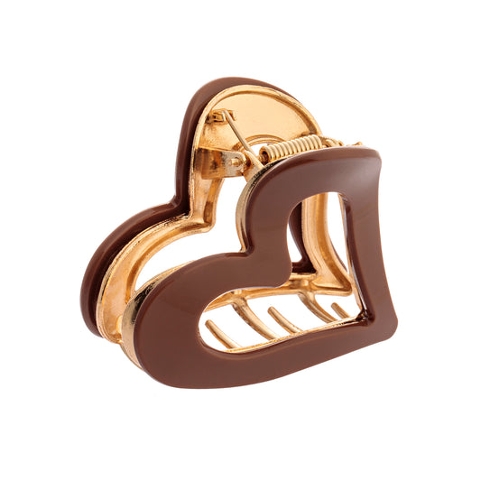 Piranha de Cabelo Coração Marrom Dourado