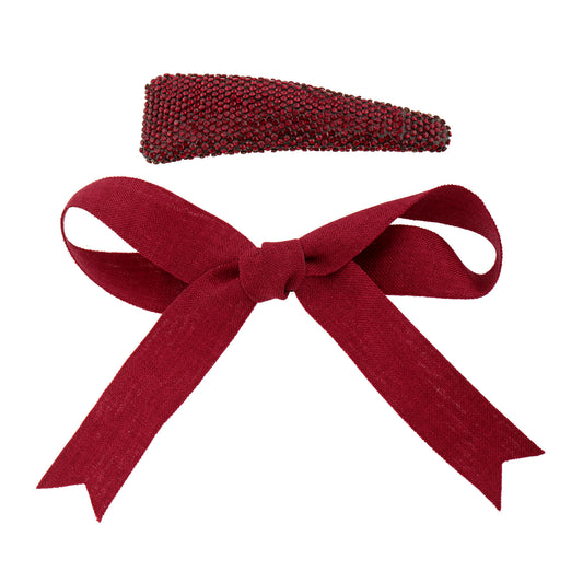 Dupla de Cabelo Grampo Lacinho Vermelho e Tic Tac Brilhoso