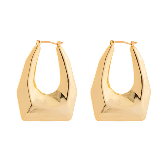Brinco Argola Quadrada Geométrica Dourado