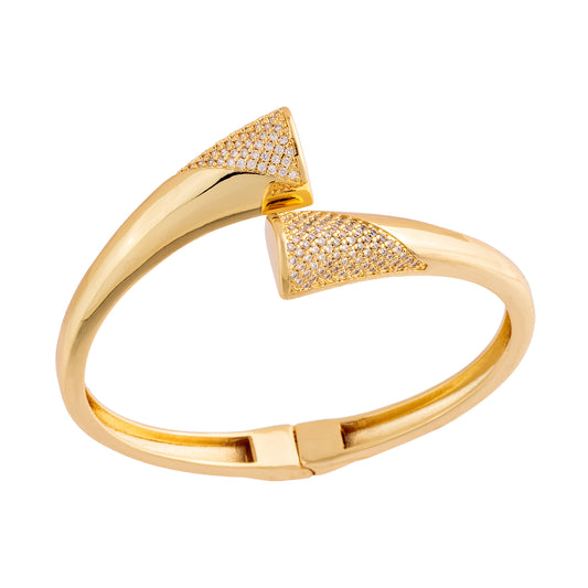 Pulseira Bracelete Detalhe Cravejado Reto Dourado/Prateado