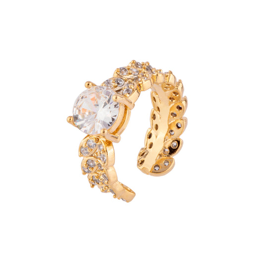 Piercing Folhas Cravejadas Dourado