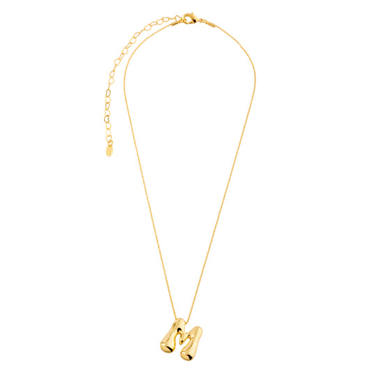 Colar Letra Bubble Liso Dourado