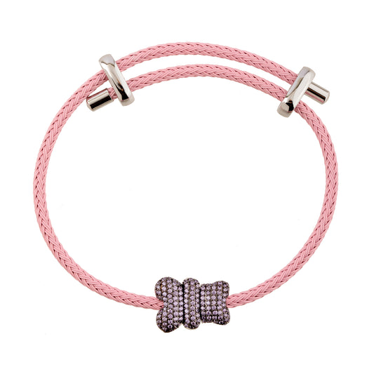 Pulseira Colorida Urso Cravejado Prateado