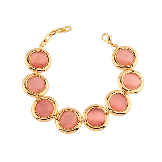 Pulseira Ovais Verdes/Rosas/Laranjas Dourado Nat Mosca