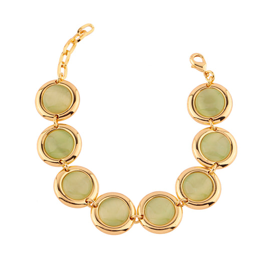 Pulseira Ovais Verdes/Rosas/Laranjas Dourado Nat Mosca