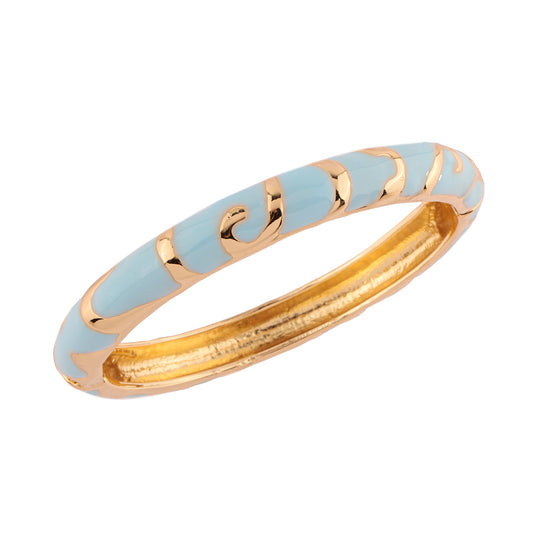 Pulseira Bracelete Esmaltado Azul/Amarela/Creme com Detalhes Dourado