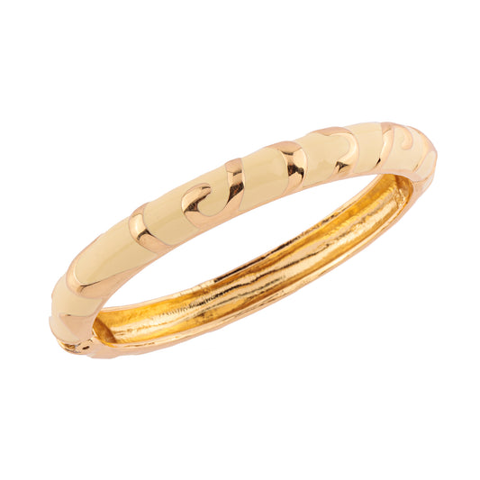 Pulseira Bracelete Esmaltado Azul/Amarela/Creme com Detalhes Dourado