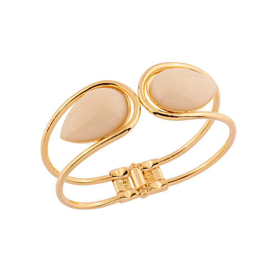 Pulseira Bracelete Liso Gotas Duplas Dourado Nat Mosca
