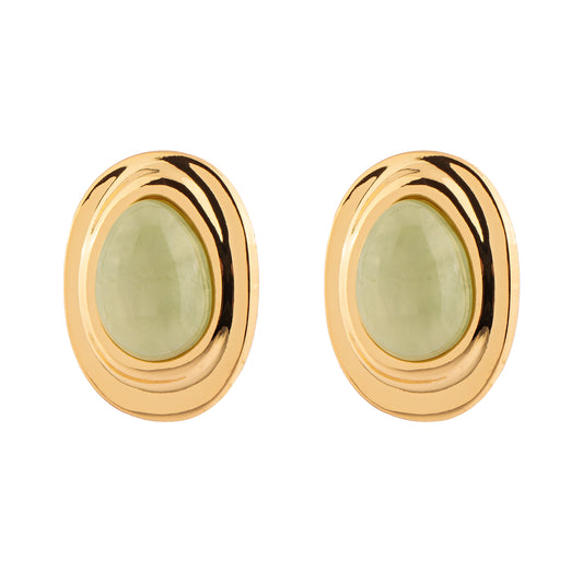 Brinco Formato Oval Alongado com Pedra Gota Rosa/Verde/Branco/Azul Dourado