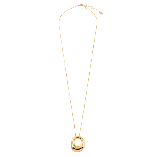 Colar Longo Oval Vazado Dourado