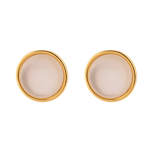 Brinco Redondo Pedra Cintilante Rosa/Laranja/Branco Dourado