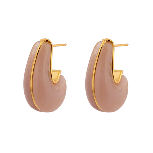 Brinco Argola Resinada Colorida com Linha Lisa Dourado